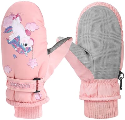 Dailygoods- Skihandschoenen Kind - Antislip PU-handpalm - Fleecevoering - Waterdicht - Eenhoorn - Geschikt voor 2-5 jaar - Sneeuwhandschoenen