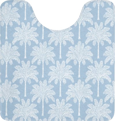 WC mat met uitsparing 55x60 cm - Antislip - Palmboom - Modern - Blauw - Toiletmat met uitsnijding - Vloermat - Douchemat - Toilet tapijt - Toiletmatten