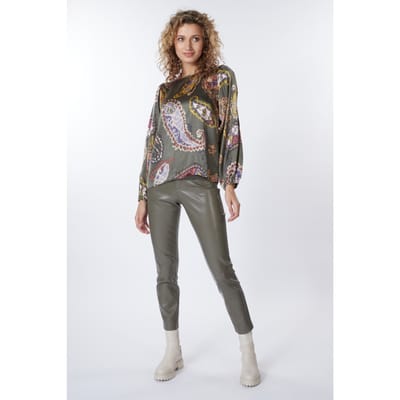EsQualo Blouse R-neck Elements Print Print Größe: 34 | Longsleeves Outlet | Damen