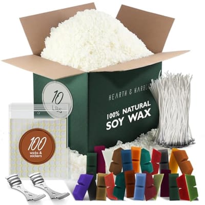 Kaarsmaken Kit met Sojawas, Kleurblokken, Katoenen Lonten en Accessoires - 4,5 kg