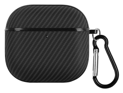 Hoesje Geschikt voor Apple AirPods 4 | TPU | met Haak | Carbon Zwart