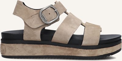 Shabbies Amsterdam - Maro Bold Sandaal Suède Taupe - Maat 36