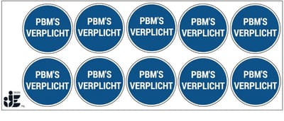 PBM's verplicht gebodssticker | 5 cm - 10 stuks per vel