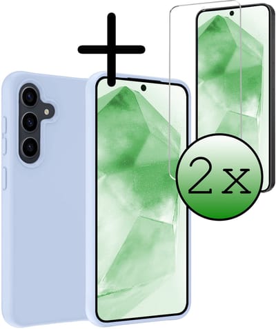 Hoesje Met 2x Screenprotector - Geschikt voor Samsung Galaxy A56 - Sterk & Shockproof - Back Cover - Siliconen Case - Telefoon Hoes - Lichtblauw