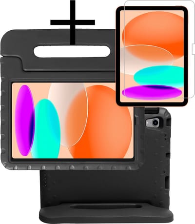 Hoes - Geschikt voor Apple iPad A16/A18 (2022/2025/2026) - 10.9 & 11 inch (10e, 11e & 12e generatie) - Met Screenprotector - Kinderhoes Shockproof Bumper - Kidsproof Case - Tablet Hoesje - Kinder Cover - Zwart