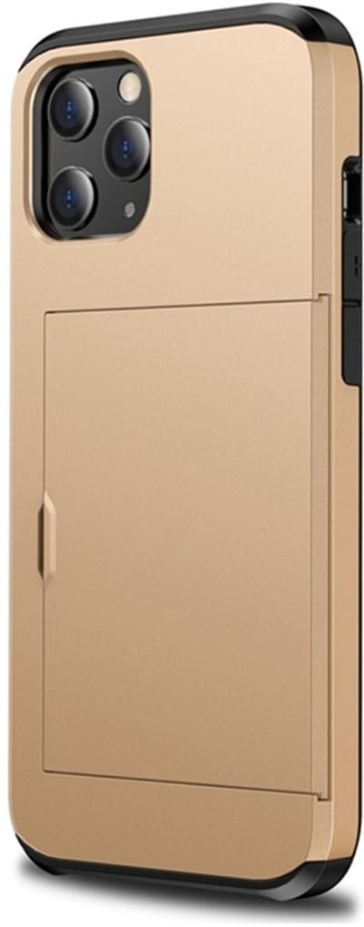 Mobiq pashouder hoesje geschikt voor iPhone 12 Pro Max | vakje voor pasjes Goud
