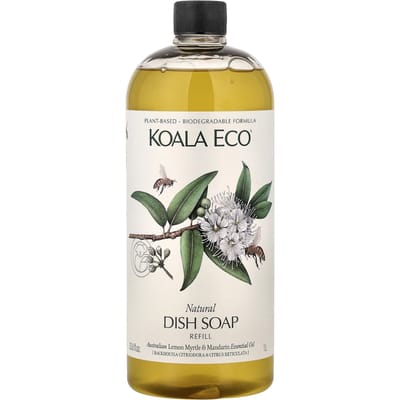 Koala Eco, Nettoyant Naturel pour Lave-Vaisselle, Recharge, Huiles Essentielles de Citronnier d'Australie et de Mandarine, 1L (33.8 fl oz) white