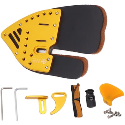 Doigts de tirage Or Doré et Cuir Noir Protection pour Doigts de Tir à l'Arc pour Équipement de Protection Tir M