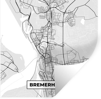 Muurstickers - Sticker Folie - Plattegrond - Duitsland - Bremerhaven - Kaart - Stadskaart - 100x100 cm - Plakfolie - Muurstickers Kinderkamer - Zelfklevend Behang XXL - Zelfklevend behangpapier - Stickerfolie