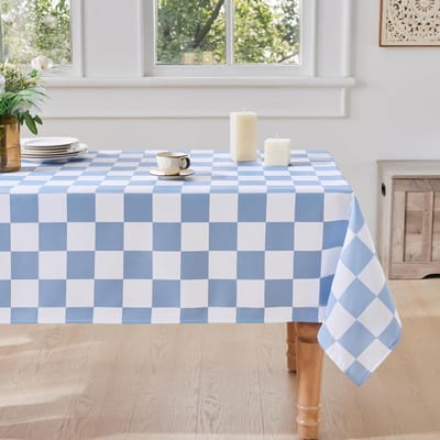 Blauw Witte Geruite Rechthoekige Tafelkleed voor Tafeldecoratie Klassiek Schakersbord Keuken Eettafelkleed Feestdecoratie 90x140cm