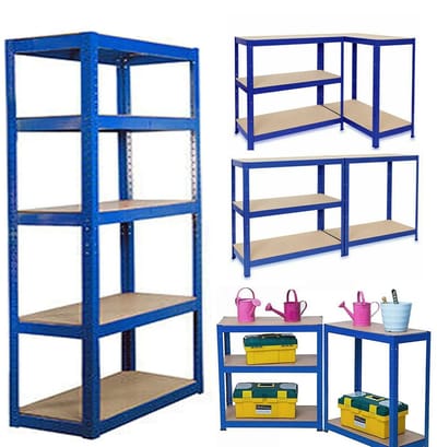 Rumi stellingkast - stelling -stalen rekken voor opslag - stellingkast boutloze montage - kast voor garage - schuurkast - Stellingkast draagvermogen 650 kg - Stellingkast zwart