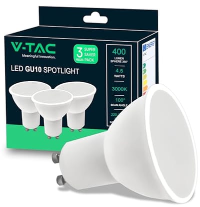 3x GU10 LED-lampen 4,5W - 400 Lumen - Warm Wit 3000K voor Energiebesparing