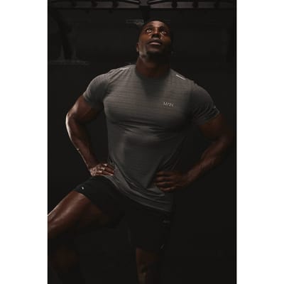 Man Active Engineered Performance Regular Fit Gym T-Shirt | Charcoal | Size Medium