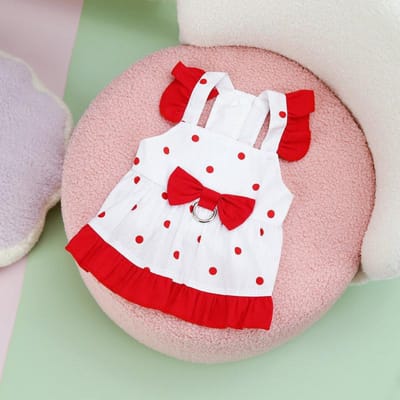 Huisdierhond Jurk met Polka Dot Strikje Kattenkleding Leuke Kleding Lente en Zomer Dunne Stijl Kleine en Middelgrote Hond XL