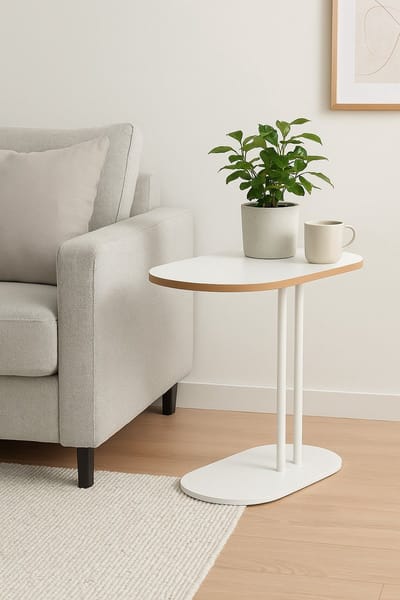 Ceruzo Bijzettafel – Wit – 58x34xH60 cm – Stevig - Metaal MDF – 4.15 kg