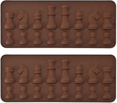 MTTProducts - Schaken chocolade mold - Creatieve silicone vorm - Bruin - Bakaccessoires - Geschikt voor chocolade en snoep - 2 stuks
