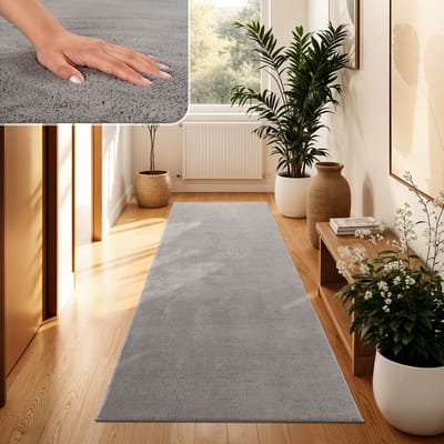 Paco Home Moderne woonkamer tapijt kortpolig wasbaar zacht uni effect bont antislip 80x300 cm