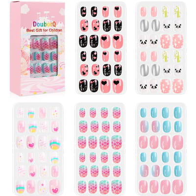 120 stks/set Leuke Kunstnagels Volledige Cover Nail Tips voor Kinderen DIY Nail Art Kids Gift BENT30-3