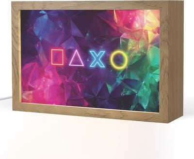 Nachtlampje 30x20 cm - Kinder lampje - Playstation - Kleurrijk - Abstract - Neon - Tafellamp kinderkamer - Slaapkamer lamp - Bedlamp kinderen - Kinderlampje stopcontact - Wandlamp babykamer - Nachtlampjes