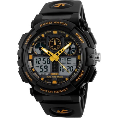 SKMEI 1270 Quartz Digitaal Elektronisch Herenhorloge Mode Dual Time Polsband goud