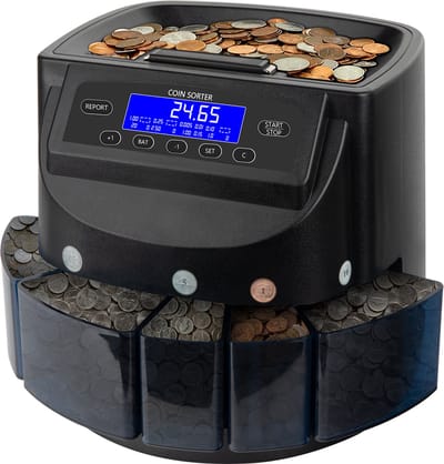 Geldtelmachines - Muntsorteermachine - Automatisch Sorteren - LCD Display - EU Stekker - Zwart