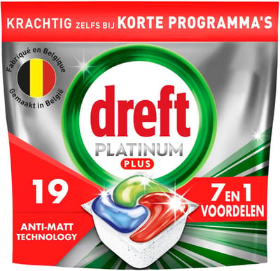 Dreft Vaatwastabletten Platinum Plus All In One - 19 stuks