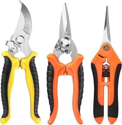longziming -3-delige Tuinsnoeischaar Set – Professionele Hand Snoeischaar & Heggeschaar – RVS Bypass Snoeischaar met Veerslot – Voor Tuin- en Gazononderhoud