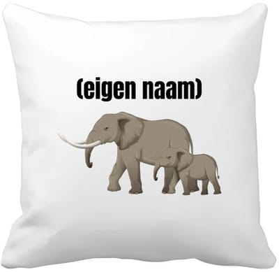 Akyol - olifant en kleine olifant met eigen naam Kussen hoes - Olifant - olifanten liefhebbers - iemand die houdt van olifanten - verjaardag - cadeau - kado - 40 bij 40 cm
