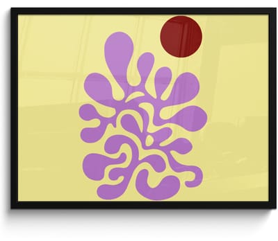 Poster in lijst - Fotolijst 80x60 cm - Posters - Koraal - Cirkel - Abstract - Geel - Posterlijst zwart - Decoratie - Wanddecoratie woonkamer - Muurdecoratie slaapkamer