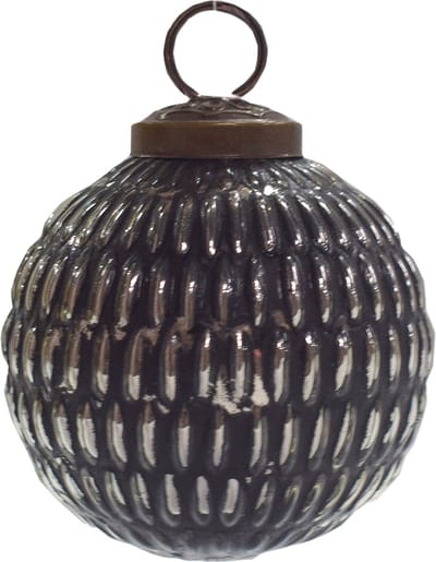 Clayre & Eef Kerstbal Overig Ø 7 cm Zwart Zilverkleurig Glas Kerstballen