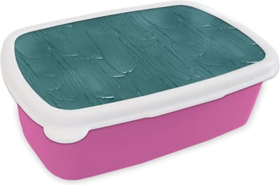 Broodtrommel Roze - Lunchbox - Brooddoos - Verf - Turquoise - Abstract - 18x12x6 cm - Kinderen - Meisje