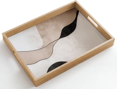 Dienblad hout 50x35 cm - Schootdienblad - Contourlijnen - Abstracte landschap - Borrelplank rechthoek - Plateau dienbladen