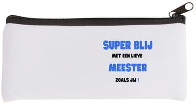 Akyol - super blij met een lieve meester zoals jij Etui - Meester - de liefste meester - verjaardag - cadeautje voor meester - meester artikelen - kado - geschenk - collega's - 20 bij 9 cm
