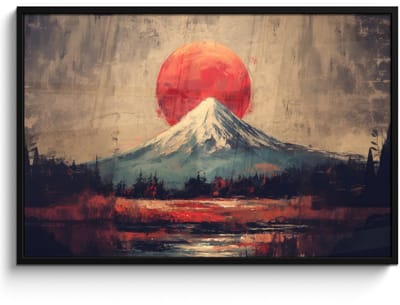 Poster in lijst - Fotolijst 120x80 cm - Posters - Bergtop - Sneeuw - Zon - Posterlijst zwart - Decoratie - Wanddecoratie woonkamer - Muurdecoratie slaapkamer