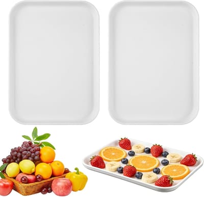 Set van 2 Kleine Rechthoekige Plastic Dienbladen voor Restaurant, Café en Keuken - Ideaal voor Serveerplaten en Snacks