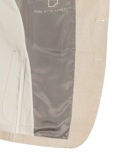 colbert Born With Appetite effen beige ribstof slim fit