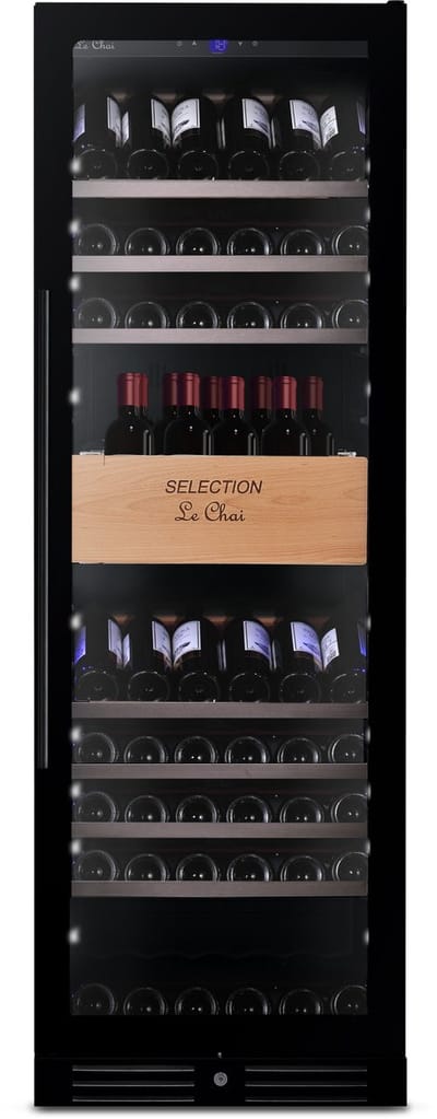 Le Chai PRO LMN1185 - 1 Temperatuur - 5 tot 180°C - 118 Flessen - zwart - Lade voor 30 Flessen rechtopstaand: ideaal voor Horeca - Slot - 7 schuifplateaus (2 met mogelijke presentatiestand)