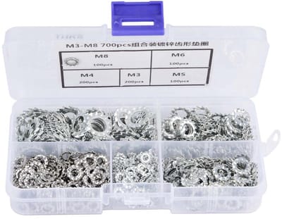 Dailygoods - 700 stuks Tandveerringen - Assortimentsset voor Betrouwbare Bevestiging - Corrosieweerstand - Geschikt voor Elektrische Aansluitingen - D...