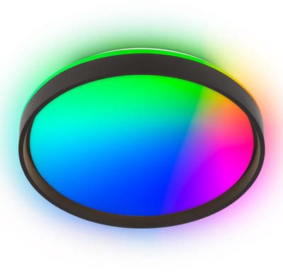 BRILONER Ijus – LED Plafondlamp – dimbaar met fstandsbediening – RGB IC kleurenwissel – zwart – Ø48 cm