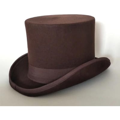 Wol Platte Mannen Hoge Hoed Mode Fedora Hoeden Veelzijdige Panama Magiër Hoed Heer Cilinder Riem Steampunk Unisex Elegant XL  (61cm) koffie