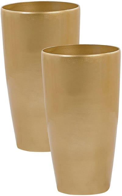 TSERIA - Bloempot set van 2 - Goud - 32 cm - Stenenmix