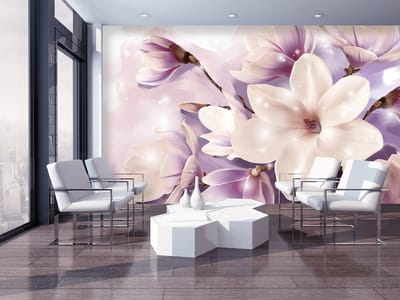 Fotobehang Vlies | Magnolia, Bloem | Paars | 368x254cm (bxh)