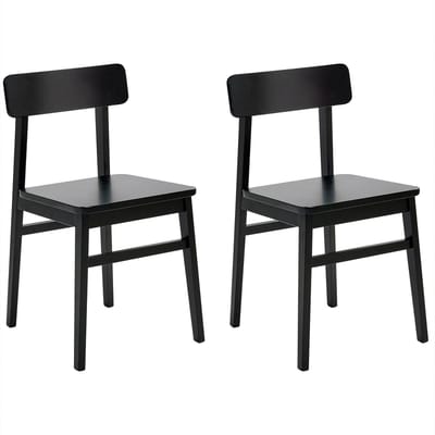 GORRE - Set van 2 eetkamerstoelen - Zwart - Rubberhout