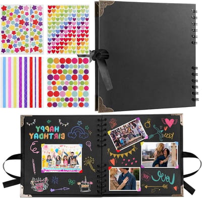 Zwart Foto Album - 60 Pagina's - DIY Foto Boek - Dikke Kraft Papier Scrapbook voor Foto Collectie - 20.5 x 20.5 cm