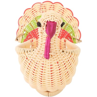 Panier de Rangement Mini de Bureau Mignon Forme de Dinde Panier Tissé à la Main Décoration de Maison