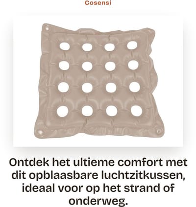 Dailygoods- Luchtzitkussen Draagbaar - Opblaasbaar - Opvouwbaar - PVC - Comfortabel - Geschikt voor Thuis/Kantoor/Strand - Zitkussen