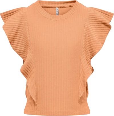 ONLY KOGNELLA S/L SHORT RUFFLE TOP JRS Meisjes T-shirt - Orange Chiffon - Maat 146/152