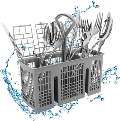 Bestekmand Vaatwasser - Bestekhouder Keuken - Vaatwasmachine Hulp - Universeel Ontwerp - Vier Vakken - Grijs