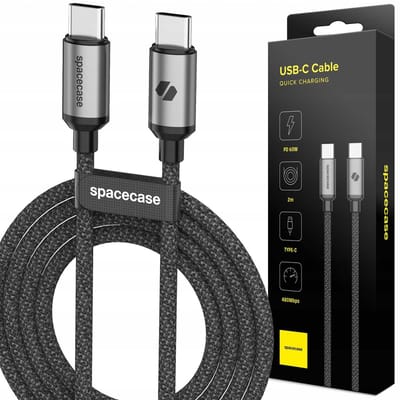 Spacecase Usb-C Naar Usb-C Kabel 2M 60W Voor Telefoons Tablets 2025