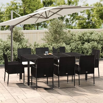 vidaXL - 9-delige - Tuinset - poly - rattan - zwart